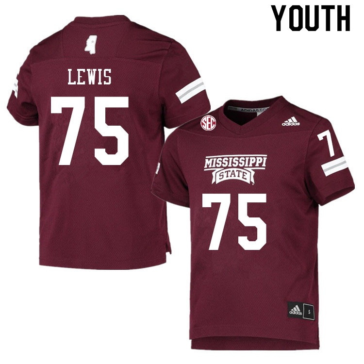 Youth #75 Percy Lewis Mississippi State Bulldogs College Football Jerseys Sale-Maroon